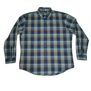 Van Heusen Men's Long Sleeve Shirt XL Button Down Classic Fit Blue red 17